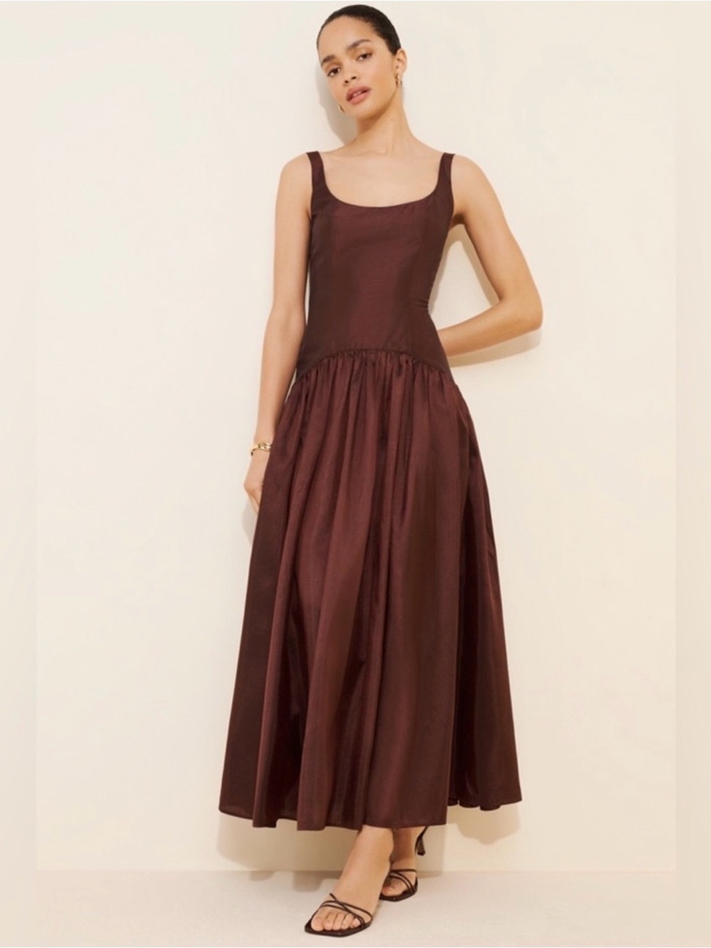 Anthropologie hutch ridge Chocolate Brown Square-Neck Maxi Dress